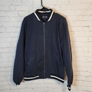 Men's Rye Navy Jacket with White Accents, Full Zip, Size LT